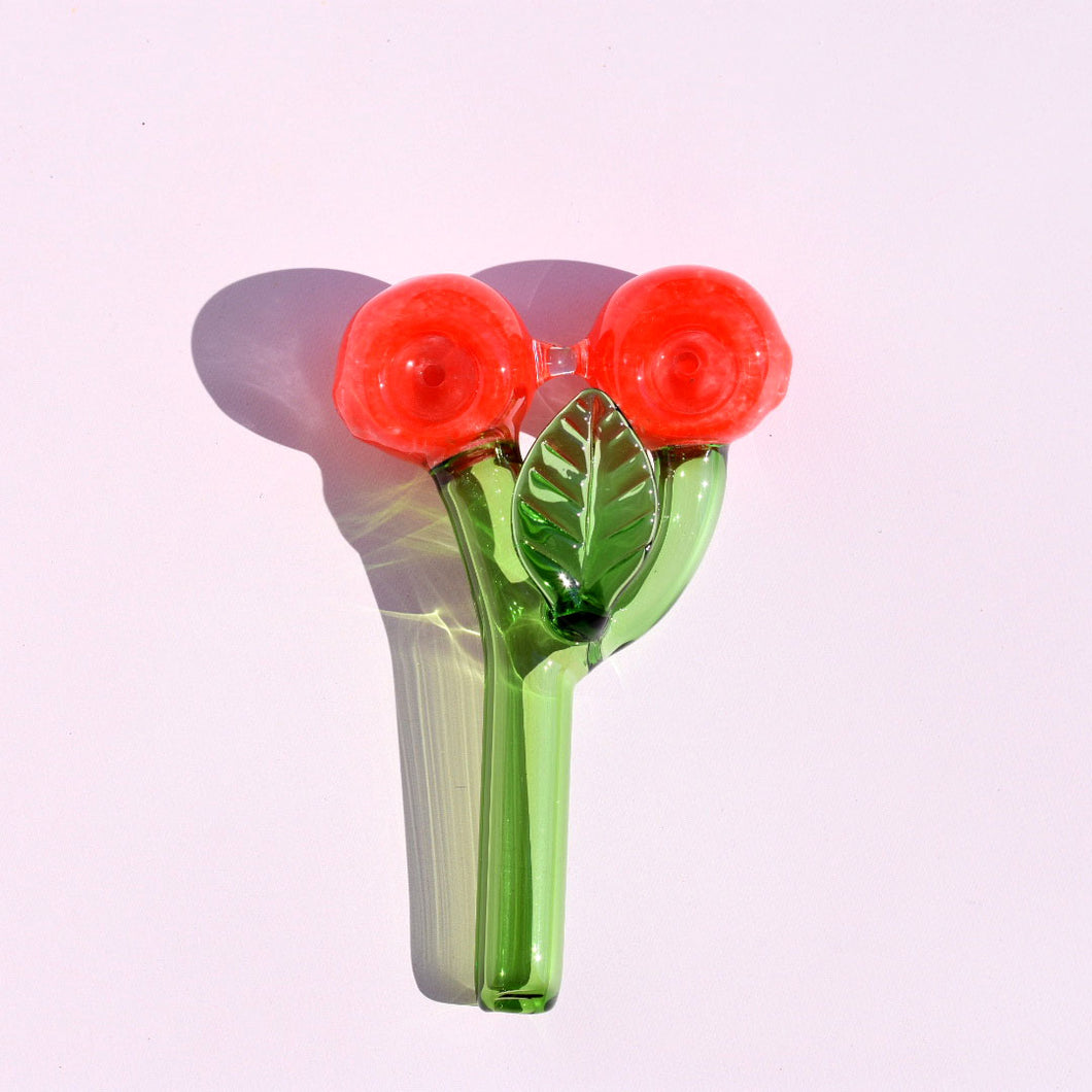 Double Bowl Cherry Pipe - Red